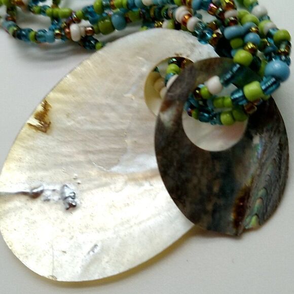 Multi-strand Seed Bead & Shell Necklace - Picture 9 of 16